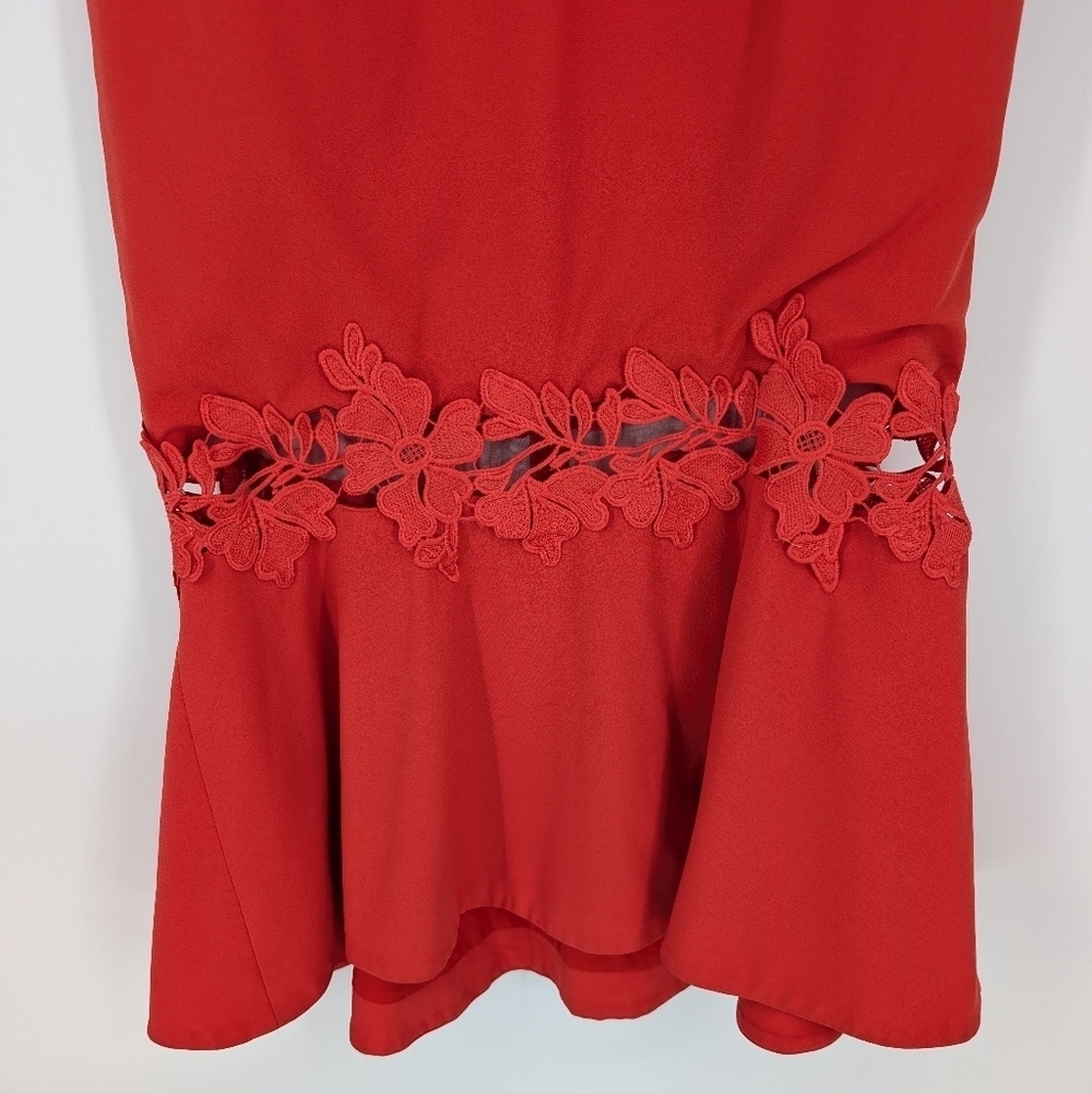 NICHOLAS BHLDN Amina Midi Dress Flounce Poppy Red 4 - Picture 7 of 12